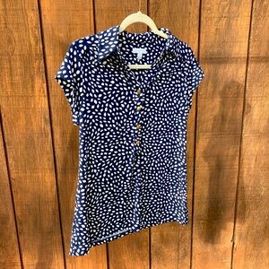 Charter Club Blue Button Down Blouse | Women’s Size Medium